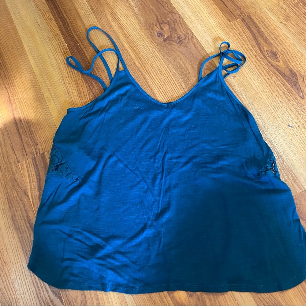 Urban Outfitters Teal Tank Top with Cutout lace